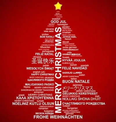 Frohe Weihnachten in verschiedenen Sprachen